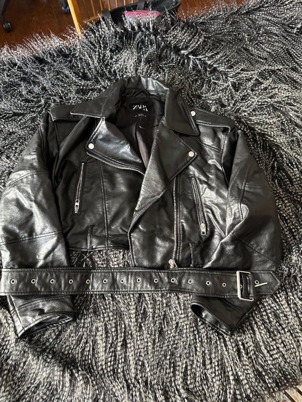 Zara Black Cropped Moto Jacket